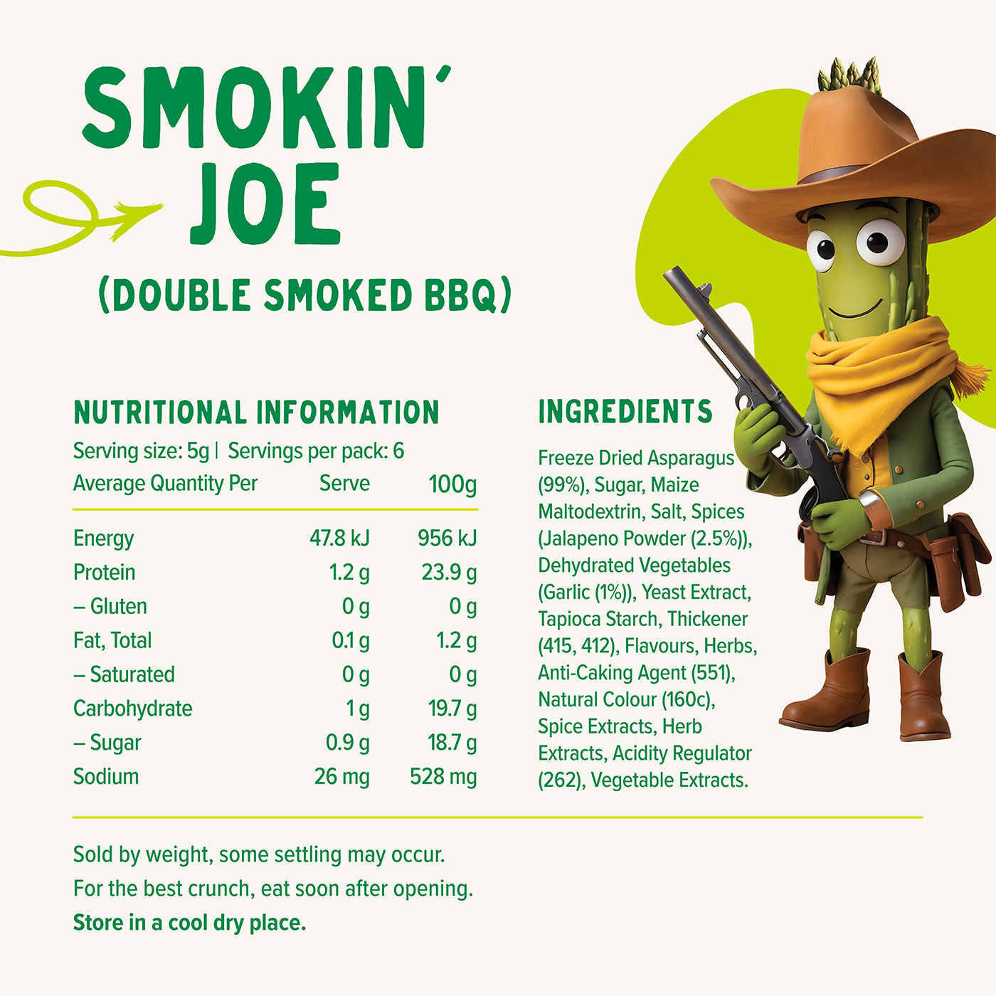 Double Smoked BBQ packs - Freeze Dried Asparagus