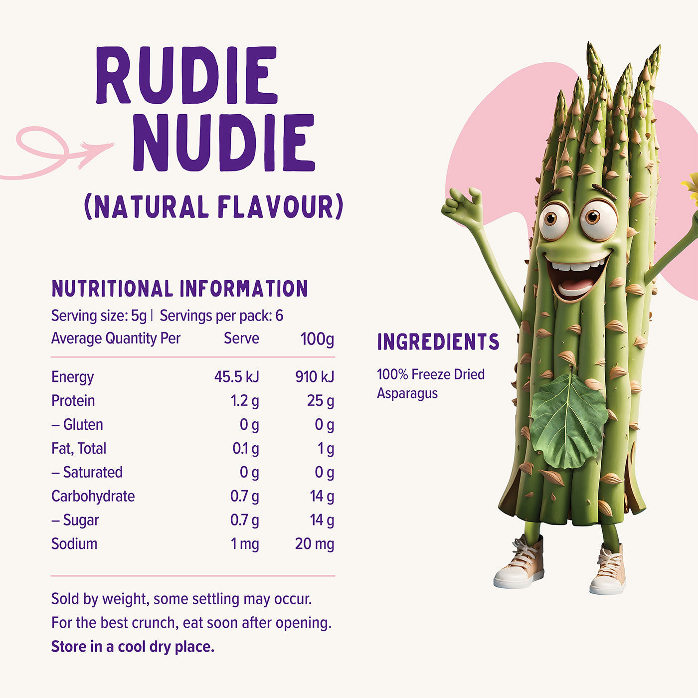 Natural Flavour packs - Freeze Dried Asparagus