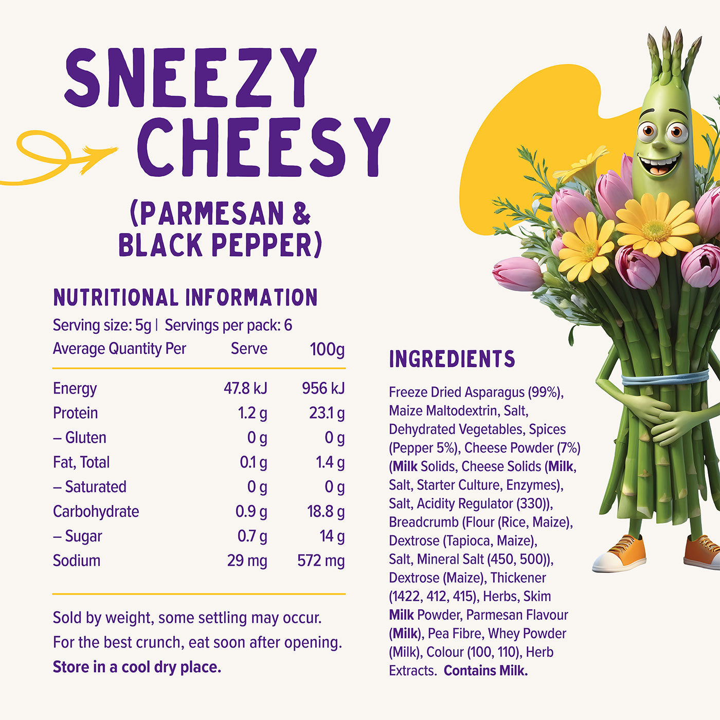 Parmesan and Black Pepper packs - Freeze Dried Asparagus