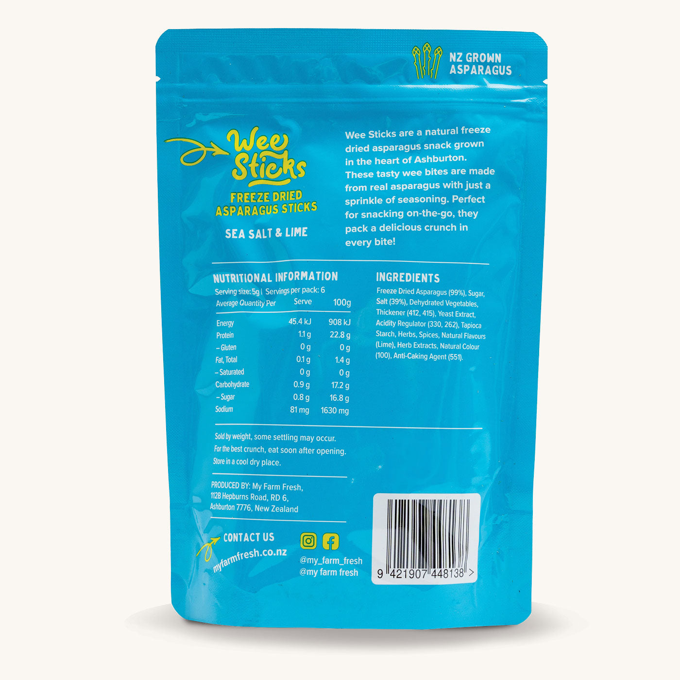 Sea Salt & Lime packs  - Freeze Dried Asparagus