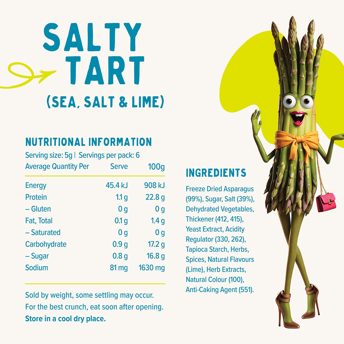 Sea Salt & Lime packs  - Freeze Dried Asparagus